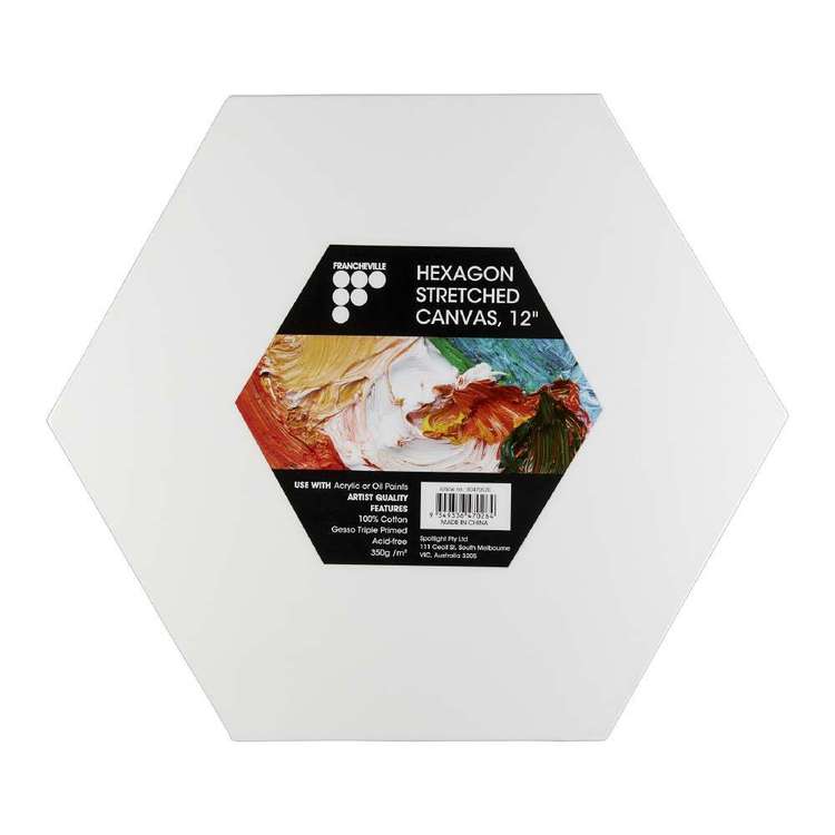 Francheville Hexagon Stretched Canvas White