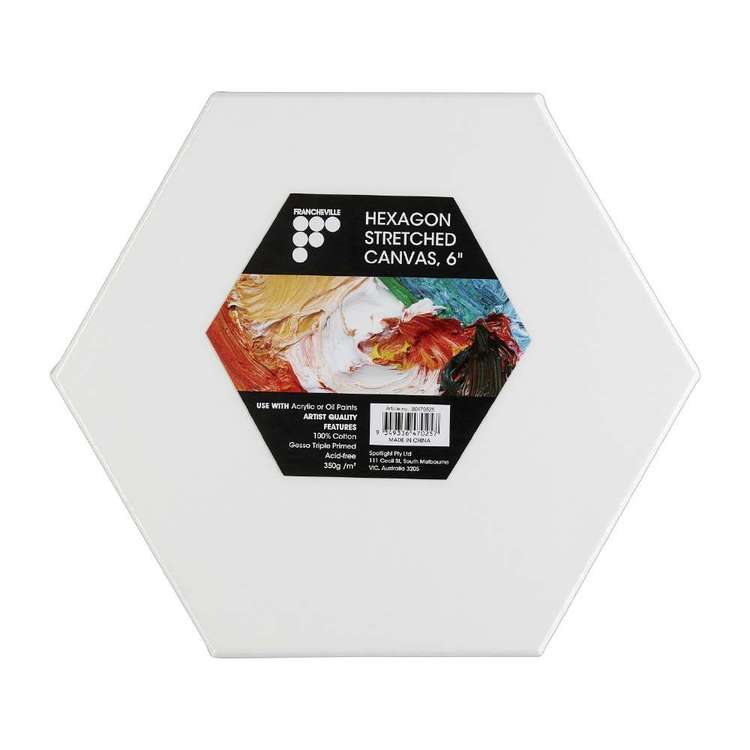 Francheville Hexagon Stretched Canvas White 6 in