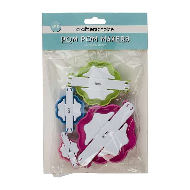 Crafters Choice Pom Pom Maker 4 Pack Multicoloured 85 / 65 / 45 / 35 mm