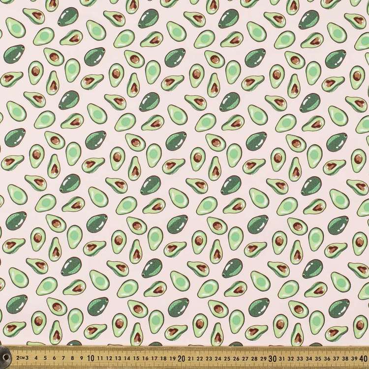 Avocado Blush Printed Cotton Poplin Fabric