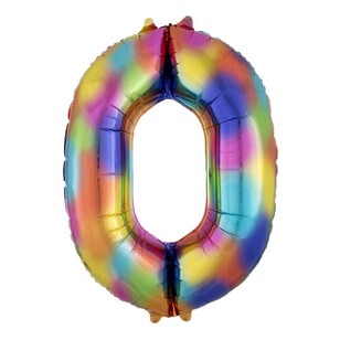 Rainbow Splash Number 0 Foil Balloon Rainbow 45 g