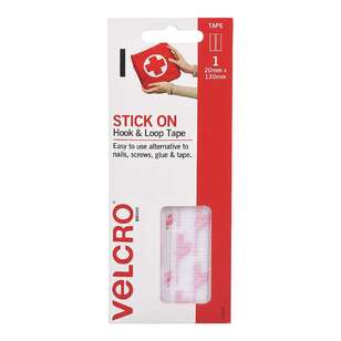 VELCRO Brand Stick On Hook & Loop Tape White 20 x 130 mm