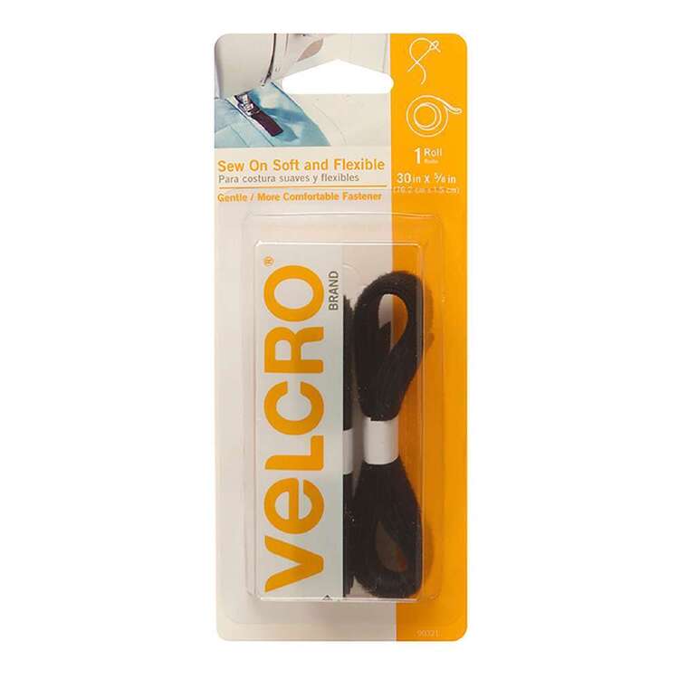 farvestof når som helst Sky VELCRO Brand Sew On Soft & Flexible Hook & Loop Tape Black