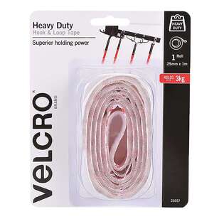 VELCRO Brand Heavy Duty Hook & Loop Tape White 25 mm x 1 m