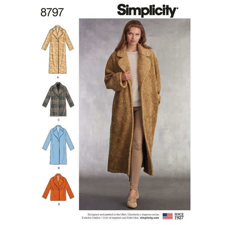 Simplicity Pattern 8797 Misses' Loose-Fitting Lined Coat