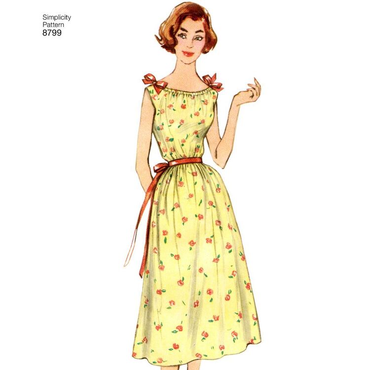 Simplicity Pattern 8799 Misses' Vintage Nightgowns 6 - 18