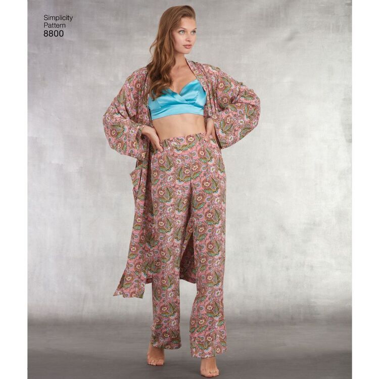 Simplicity Pattern 8800 Misses' Robe, Pants, Top and Bralette 6 - 18