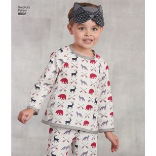 Simplicity Pattern 8806 Children's Dress, Top, Pants, Eye Mask, and Slippers 6 - 18
