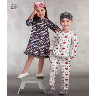 Simplicity Pattern 8806 Children's Dress, Top, Pants, Eye Mask, and Slippers 6 - 18