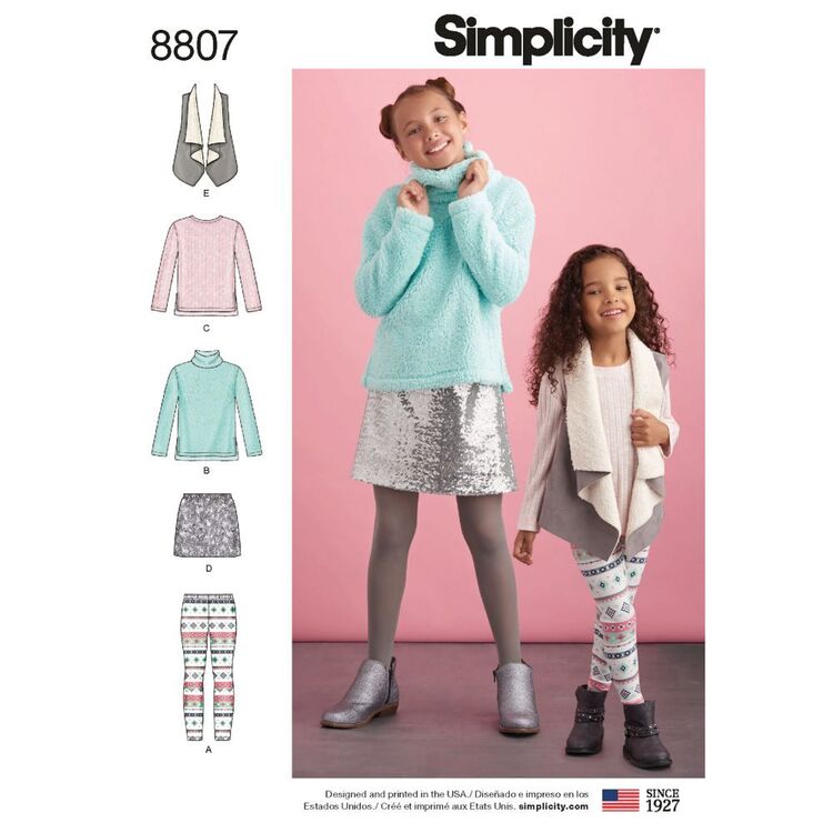 Simplicity Pattern 8807 Children's and Girls' Sportswear