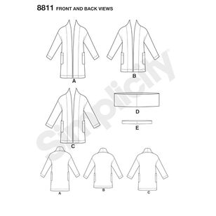 Simplicity Pattern 8811 Misses' Knit Sweater, Scarf & Headband 6 - 18
