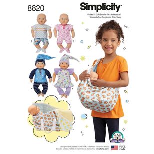 Simplicity Pattern 8820 15'' Baby Doll Clothes & Accessories