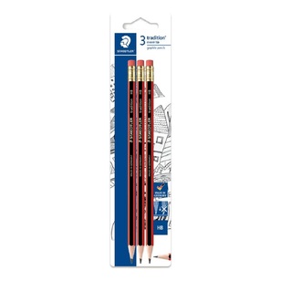 Staedtler Tradition HB Pencil With Eraser Tip 3 Pack Grey