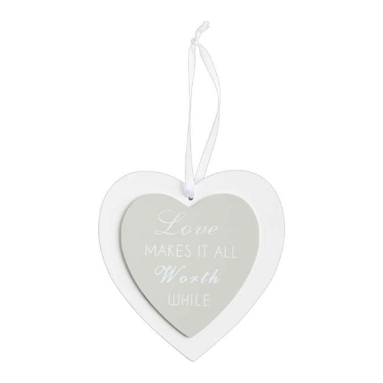 Living Space Heart Love Wall Plaque Grey 14.5 x 14.5 cm