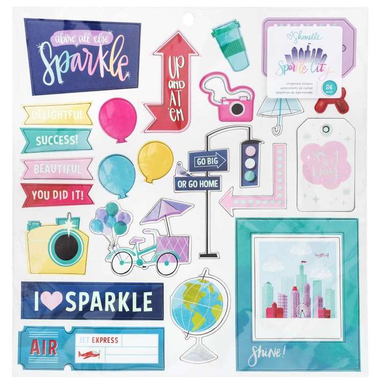 American Crafts Shimelle Sparkle City Chipboard Stickers