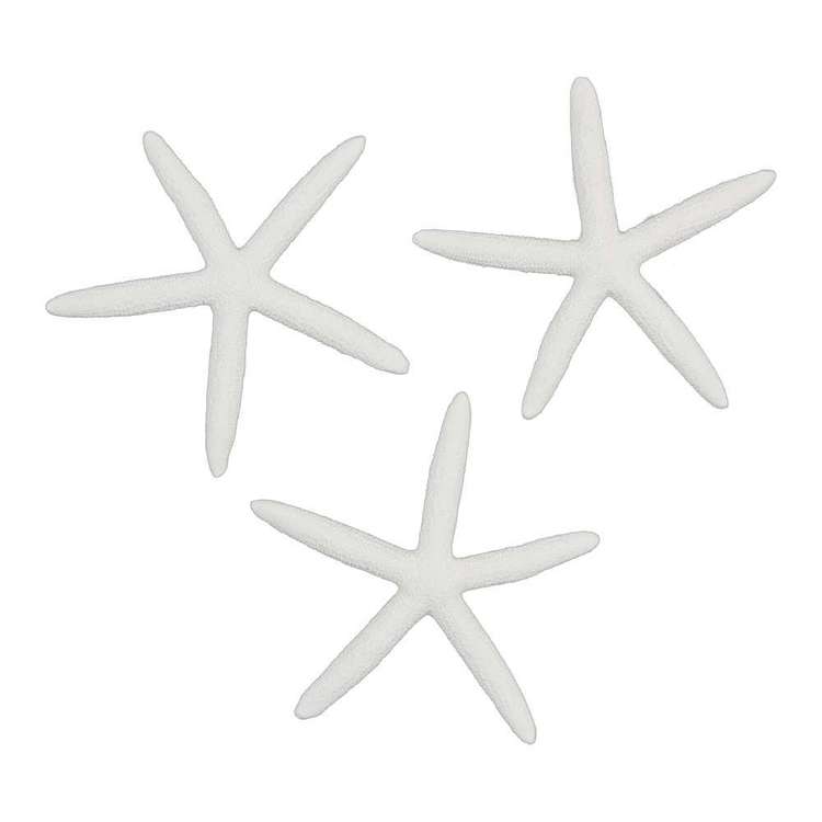 Ombre Home Weathered Coastal Deco Set of 3 Star Fish White 14 cm
