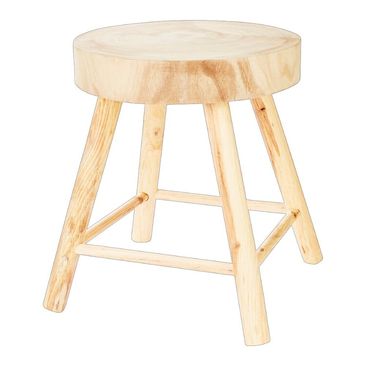 Ombre Home Weathered Coastal Wooden Stool Natural 37 x 45 cm