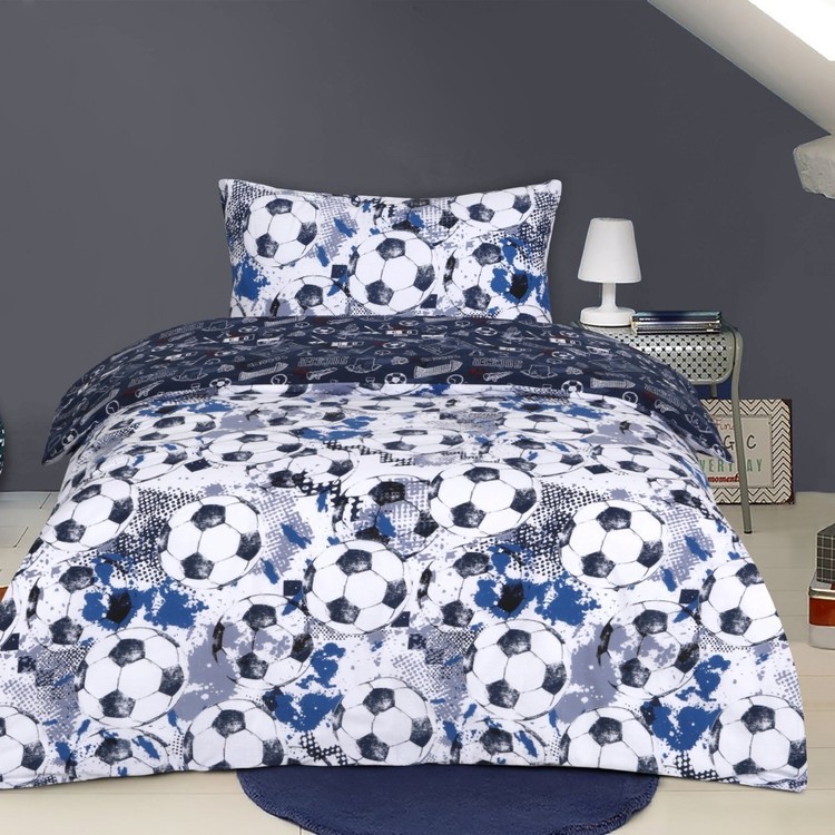 Kids House Soccer Quilt Cover Set Blue, Soccer Duvet Cover Full Set