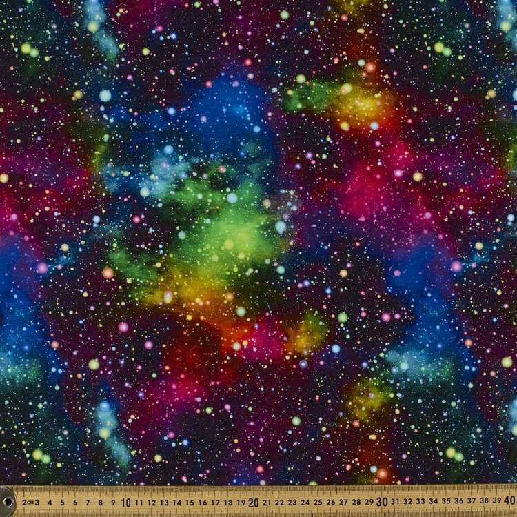 Digital Rainbow Galaxy Cotton Fabric