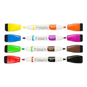 Faber Castell Bi-Colour Whiteboard Marker 4 Pack Multicoloured