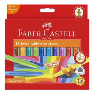 Faber Castell Junior Triangular Twist Crayon 12 Pack Multicoloured