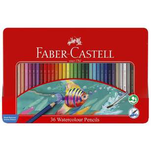 Faber Castell 36 Watercolour Pencil Tin Set Multicoloured