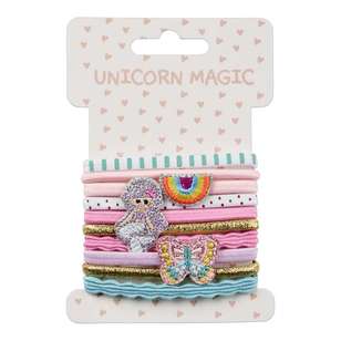Unicorn Magic Fancy Hair Elastics 10 Pack Multicoloured