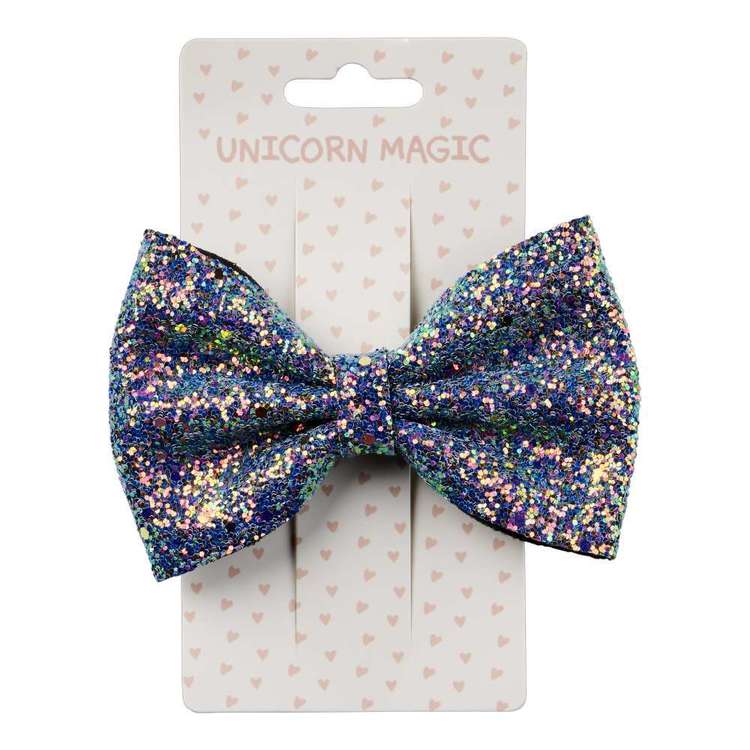 Unicorn Magic Hair Clip Glitter Bow Multicoloured