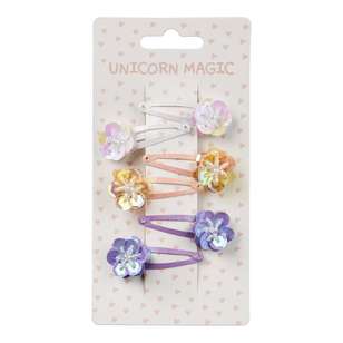 Unicorn Magic Floral Snap Clip 6 Pack Multicoloured