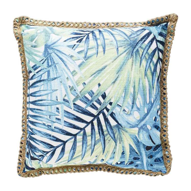 KOO Home Tropics Leaf Printed Cushion Teal 50 x 50 cm