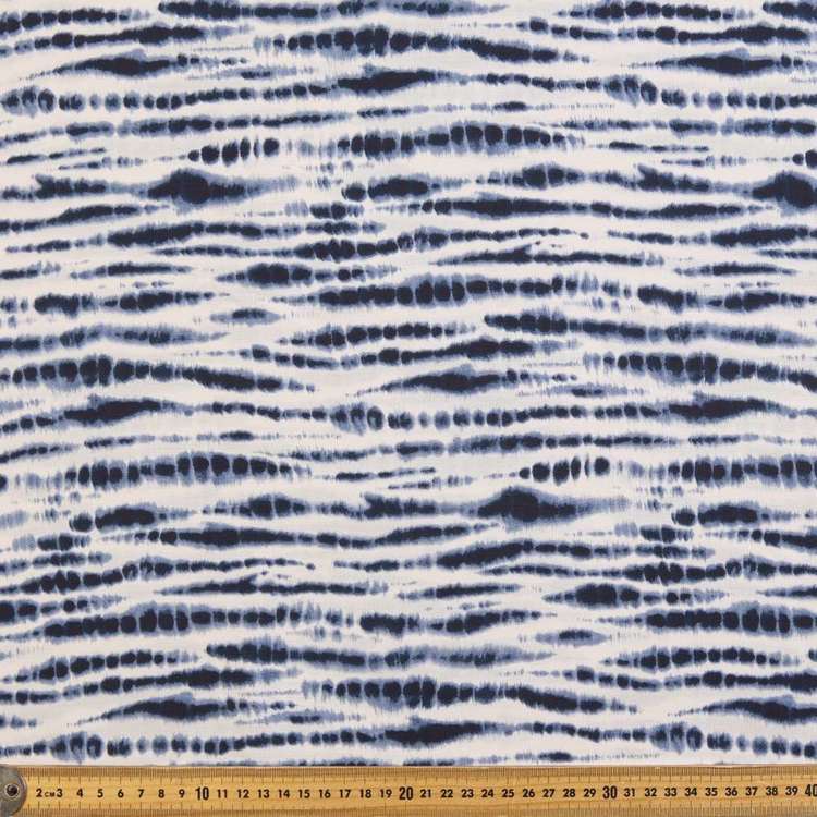Tye Dye Stripe Printed Rayon Fabric Blue 130 cm
