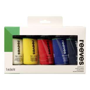 Reeves 5 Pack 75 ml Acrylic Paint Set Multicoloured 75 mL