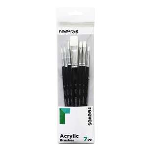 Reeves 7 Pack Short Handle Acrylic Brush Set Multicoloured