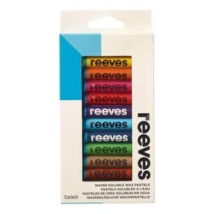 Reeves 12 Pack Water Soluble Wax Pastels Set Multicoloured