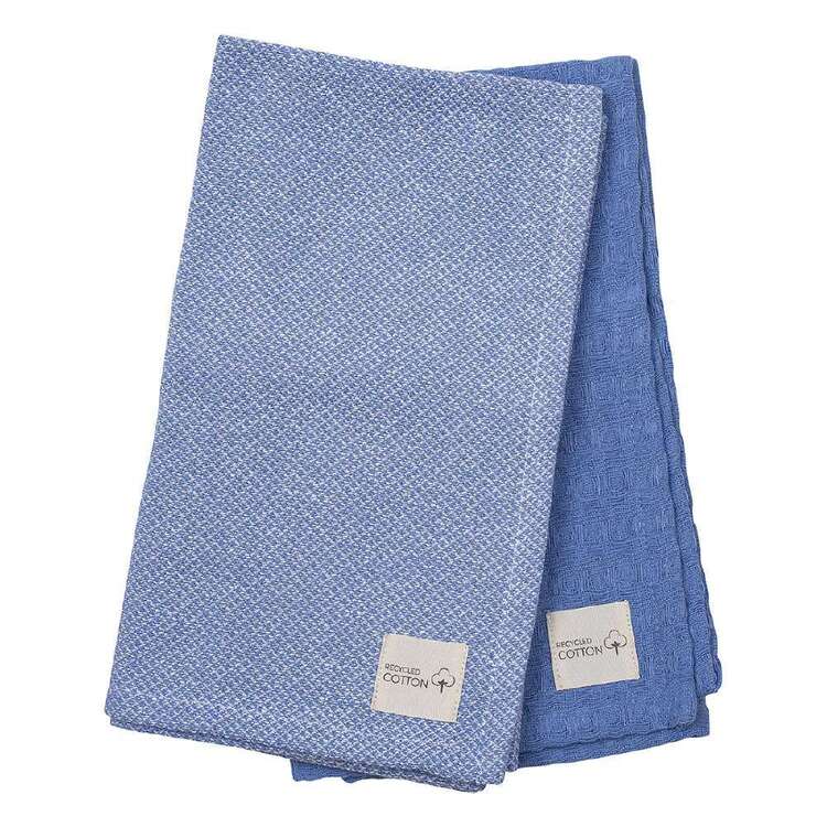 Kitchen By Ladelle Terra Cotton Tea Towel 2 Pack Blue 45 x 70 cm