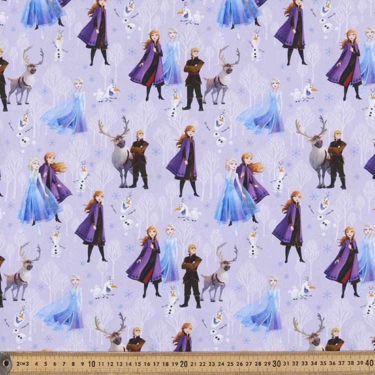 Disney Frozen 2 Friends Allover Cotton Fabric Purple