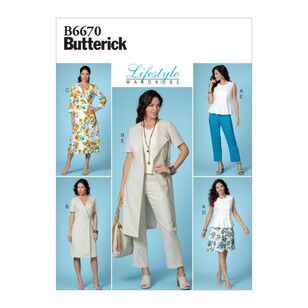 Butterick Pattern B6670 Misses' Top, Dress, Skirt and Pants