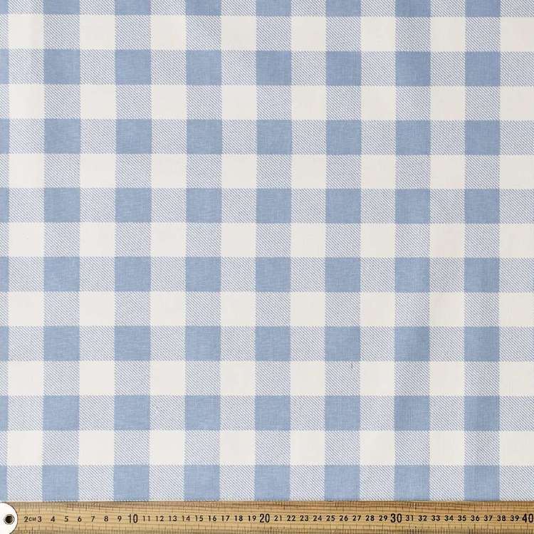Gingham Thermal Curtain Fabric Chambray 120 cm