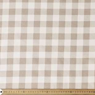 Gingham Thermal Curtain Fabric Stone 120 cm