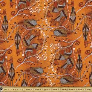 Isaiah Possum Cotton Fabric Orange 112 cm