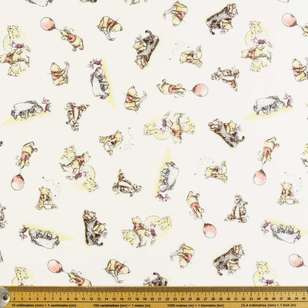 Winnie The Pooh Exploring Double Muslin Fabric White 112 cm