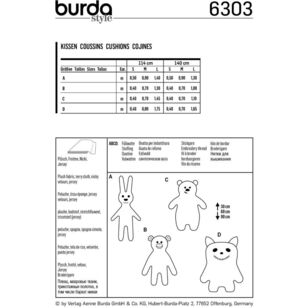 Burda Sewing Pattern 6303 Motif Pillows White Small - Large