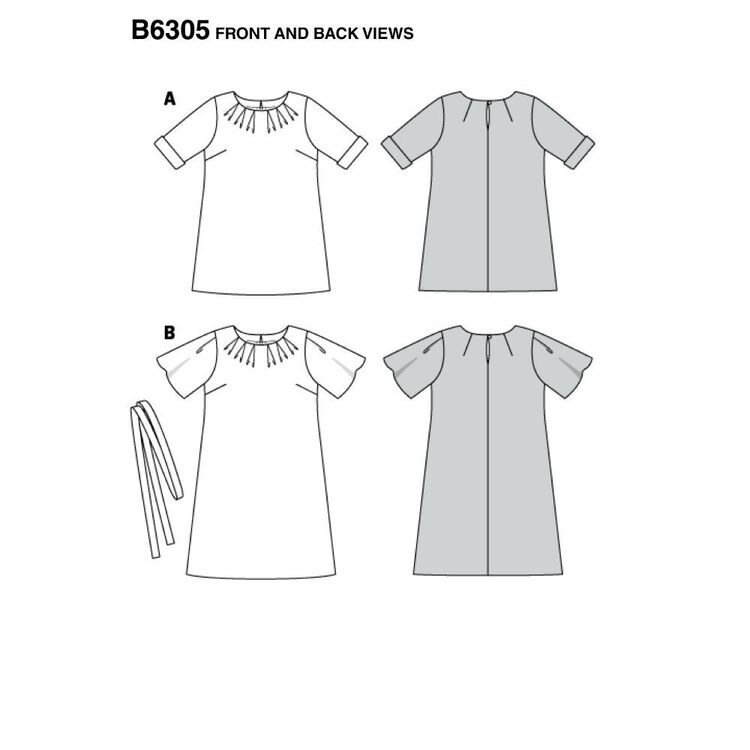 Burda Sewing Pattern 6305 Women's Top and Dress White 20 - 24