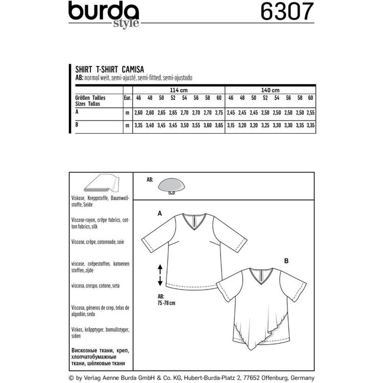 Burda Style Pattern 6307 Women's Asymmetric Top 20 - 34
