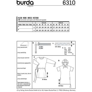 Burda Style Pattern 6310 Misses' Shirt Dress 10 - 20