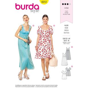 Burda Style Pattern 6312 Misses' Ballet Neckline Dress 6 - 19