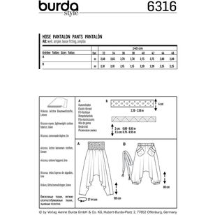 Burda Style Pattern 6316 Misses' Harem Pant 6 - 20