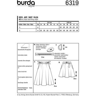 Burda Sewing Pattern 6319 Misses' Skirt White 8 - 18