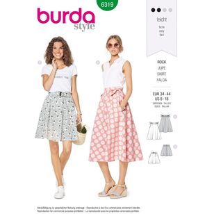 Burda Sewing Pattern 6319 Misses' Skirt White 8 - 18