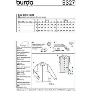 Burda Style Pattern 6327 Misses' Shirt 8 - 18